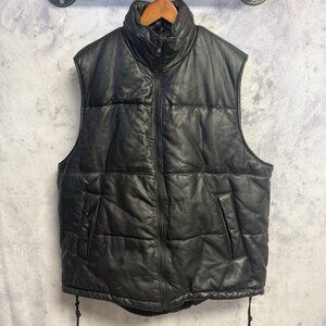 Vintage Wilsons Leather M Julian Leather Puffer Vest Mens Large 24x27 Black